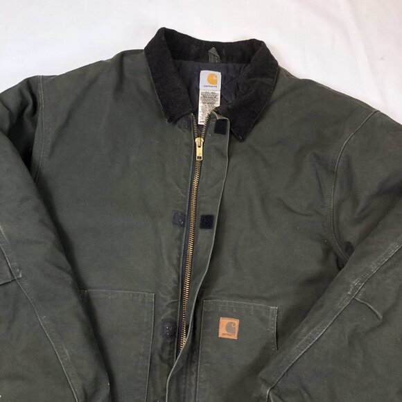 Carhartt Mens J22 MOS Green Traditional Canvas Jacket Artic Quilt Lined 4XL Tall - Picture 3 of 9